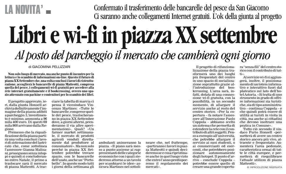 articolo apparso sul Messaggero Veneto del 15 settembre 2010